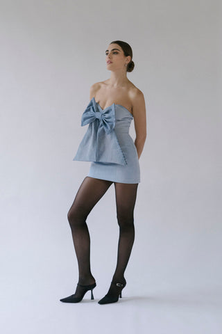 GOAT Vintage +REwork Denim Mini Bow Dress    Dresses  - Vintage, Y2K and Upcycled Apparel